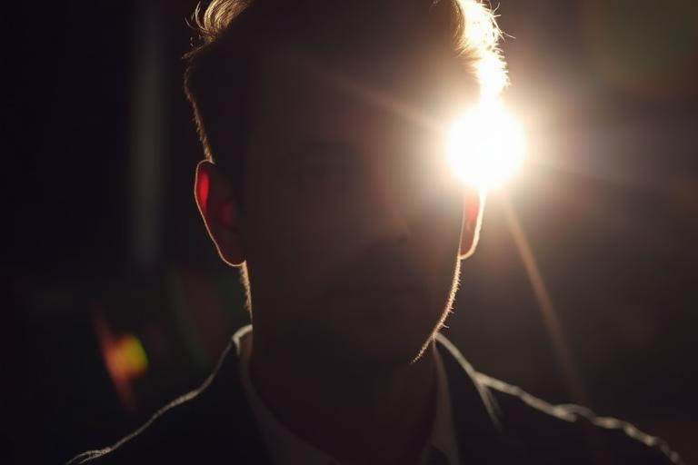 Backlit portrait with blown highlights