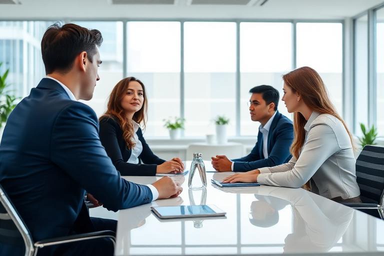 Business team meeting in a bright office